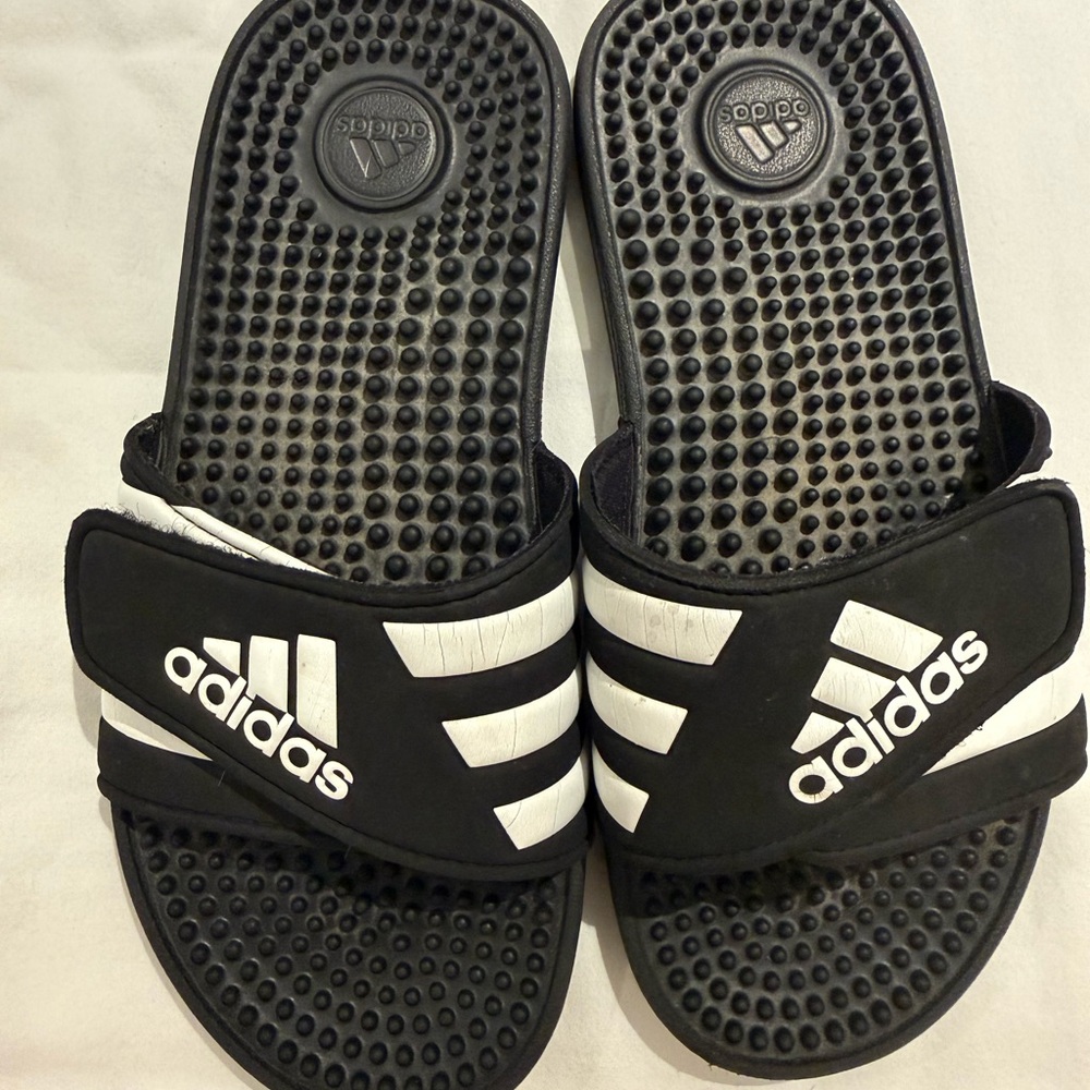 Adidas Black and White Slide Sandals